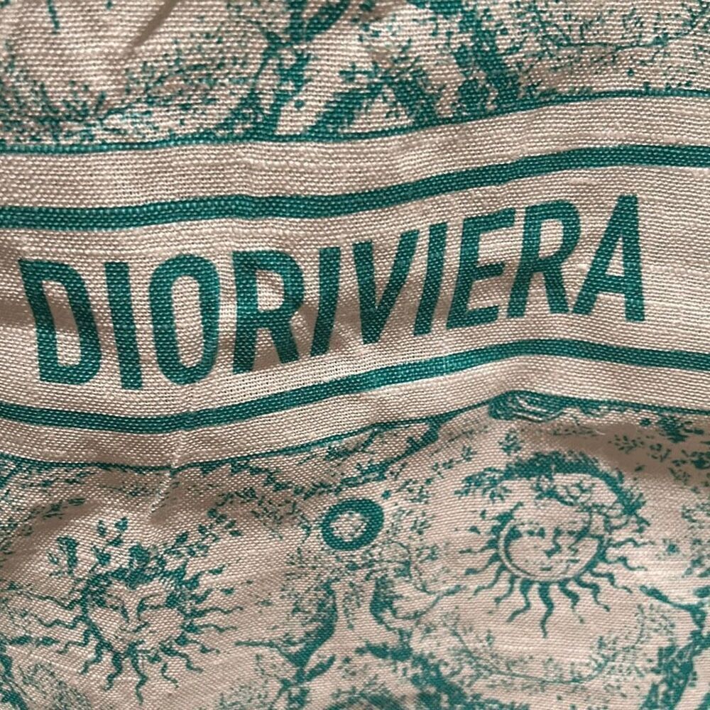 Christian Dior Canvas Tote Green White Celestial Sun Print Dioriviera Beach Bag - Picture 7 of 8